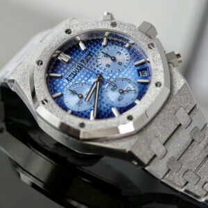 Đồng hồ Audemars Piguet mặt xanh dương Replica 11 Royal Oak Chronograph Frosted Gold 26240 xưởng APS 41mm (1)