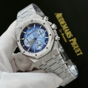 Đồng hồ Audemars Piguet mặt xanh dương Replica 11 Royal Oak Chronograph Frosted Gold 26240 xưởng APS 41mm (1)