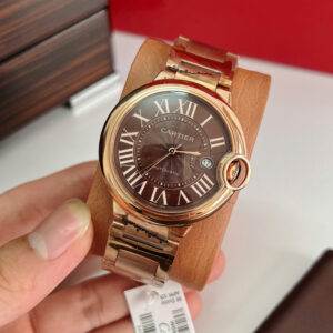 Đồng hồ Cartier Bleu De nam mặt nâu chocolate 2 bản dây da và dây kim loại fake 11 40mm