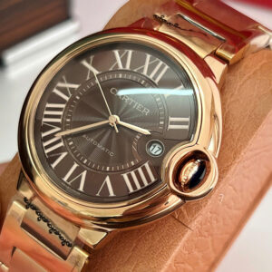 Đồng hồ Cartier Bleu De nam mặt nâu chocolate 2 bản dây da và dây kim loại fake 11 40mm