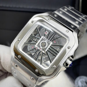 Đồng hồ Cartier Santos nam dây kim loại máy Pin nhật giả cơ giá rẻ 40mm