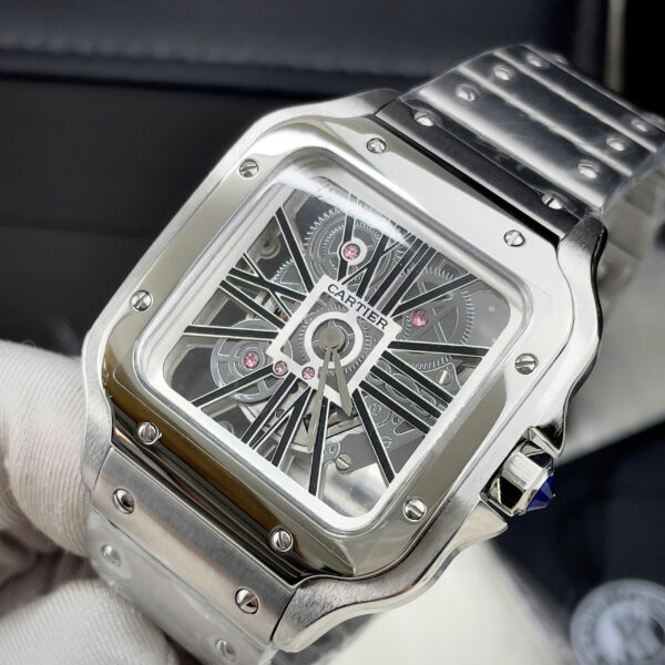 Đồng hồ Cartier Santos nam dây kim loại máy Pin nhật giả cơ giá rẻ 40mm