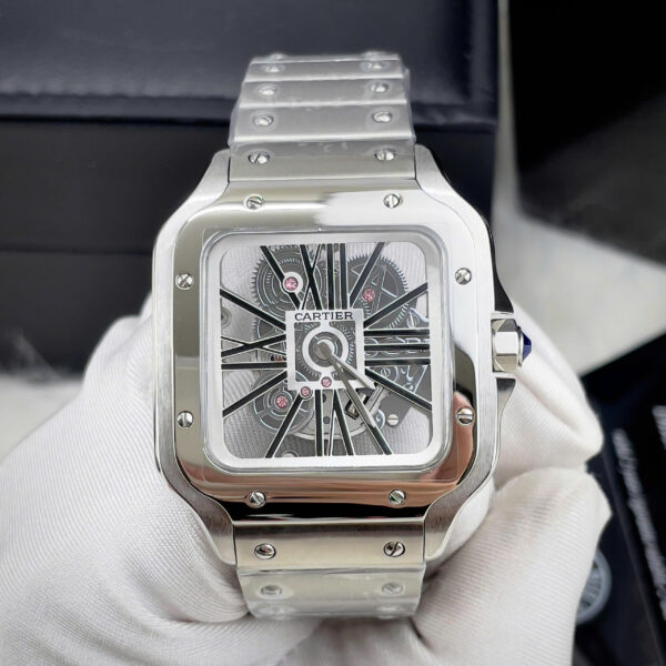 Đồng hồ Cartier Santos nam dây kim loại máy Pin nhật giả cơ giá rẻ 40mm