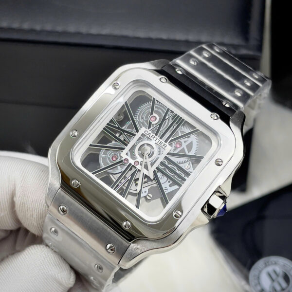 Đồng hồ Cartier Santos nam dây kim loại máy Pin nhật giả cơ giá rẻ 40mm