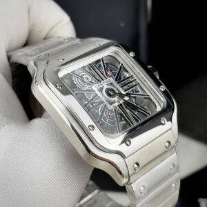 Đồng hồ Cartier Santos nam dây kim loại máy Pin nhật giả cơ giá rẻ 40mm
