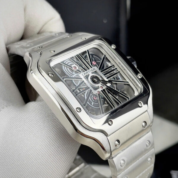 Đồng hồ Cartier Santos nam dây kim loại máy Pin nhật giả cơ giá rẻ 40mm
