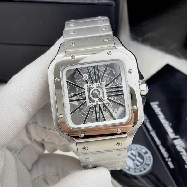 Đồng hồ Cartier Santos nam dây kim loại máy Pin nhật giả cơ giá rẻ 40mm