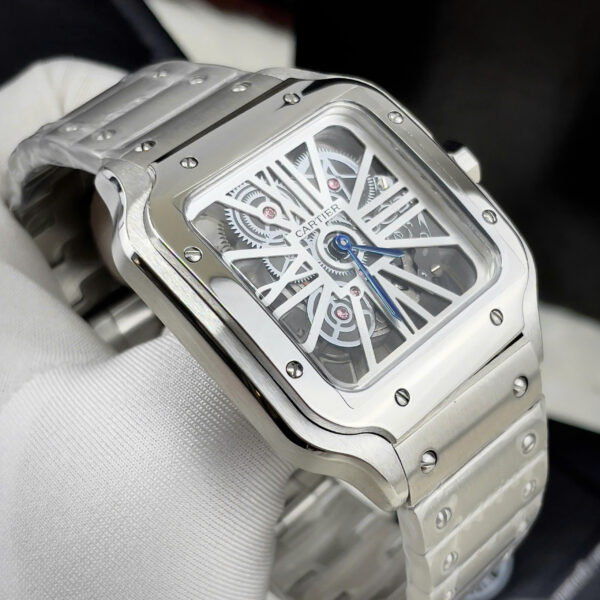 Đồng hồ Cartier Santos nam máy Pin nhật giả cơ giá rẻ fake cao cấp 40mm
