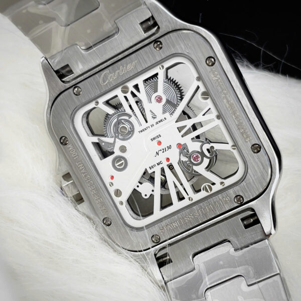 Đồng hồ Cartier Santos nam xanh green máy Pin nhật giả cơ fake 11 40mm