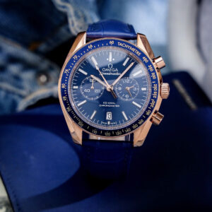 Đồng hồ Omega Speedmaster nam dây da mặt xanh blue fake cao cấp 43mm