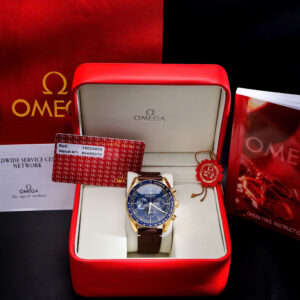 Đồng hồ Omega Speedmaster nam vàng gold dây da nâu fake cao cấp 43mm (1)