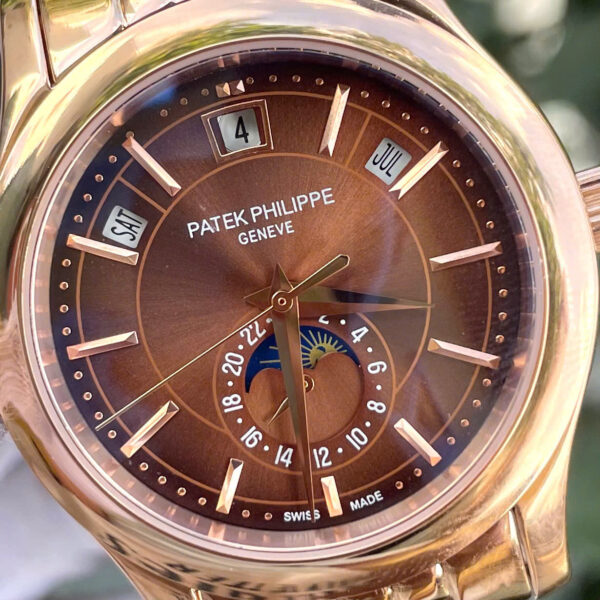 Đồng hồ Patek philipe 5205R rose gold mặt chocolate máy cơ nhật rẻ fake cao cấp 40mm