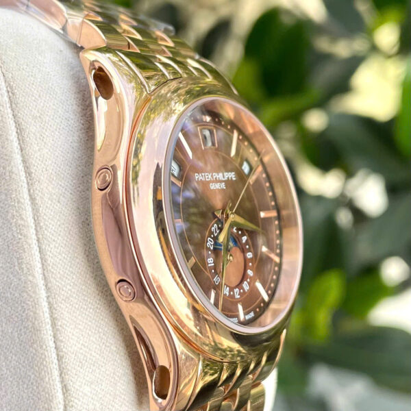 Đồng hồ Patek philipe 5205R rose gold mặt chocolate máy cơ nhật rẻ fake cao cấp 40mm