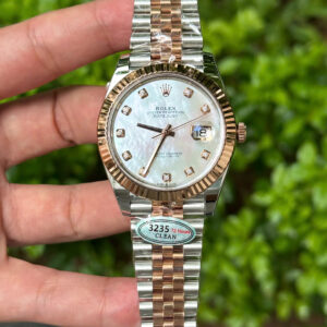 Đồng hồ Rolex DateJust 126331 Replica 11 mặt số xà cừ trắng xưởng Clean 41mm (2)