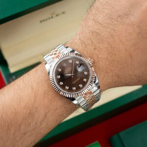 Đồng hồ Rolex DateJust mặt chocolate Rep 11 bọc vàng thật 18K xưởng GM 41mm (2)