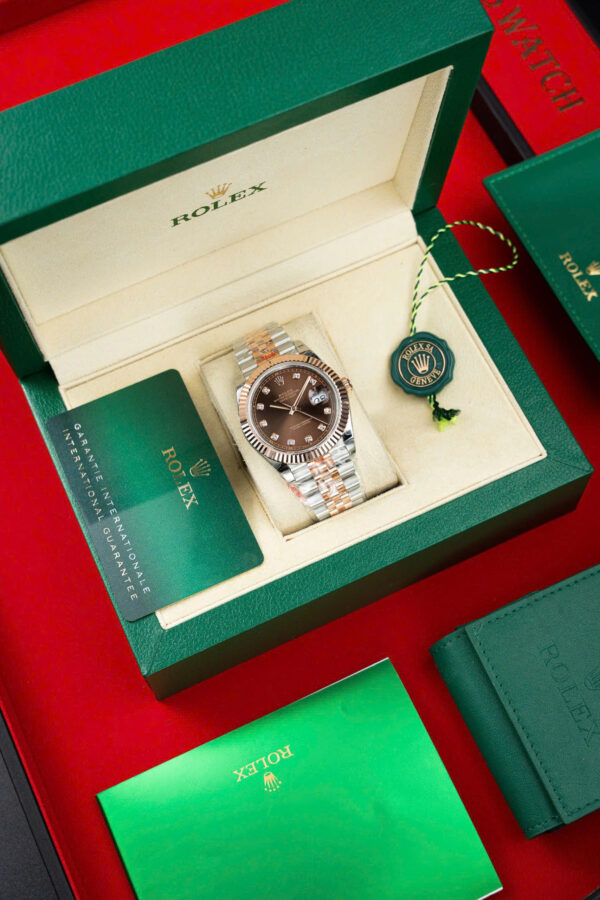 Đồng hồ Rolex DateJust mặt chocolate Rep 11 bọc vàng thật 18K xưởng GM 41mm (2)