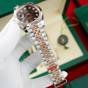 Đồng hồ Rolex DateJust mặt chocolate Rep 11 bọc vàng thật 18K xưởng GM 41mm (2)