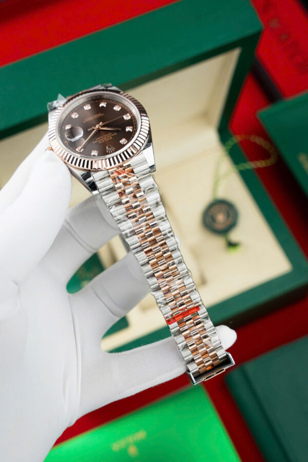 Đồng hồ Rolex DateJust mặt chocolate Rep 11 bọc vàng thật 18K xưởng GM 41mm (2)