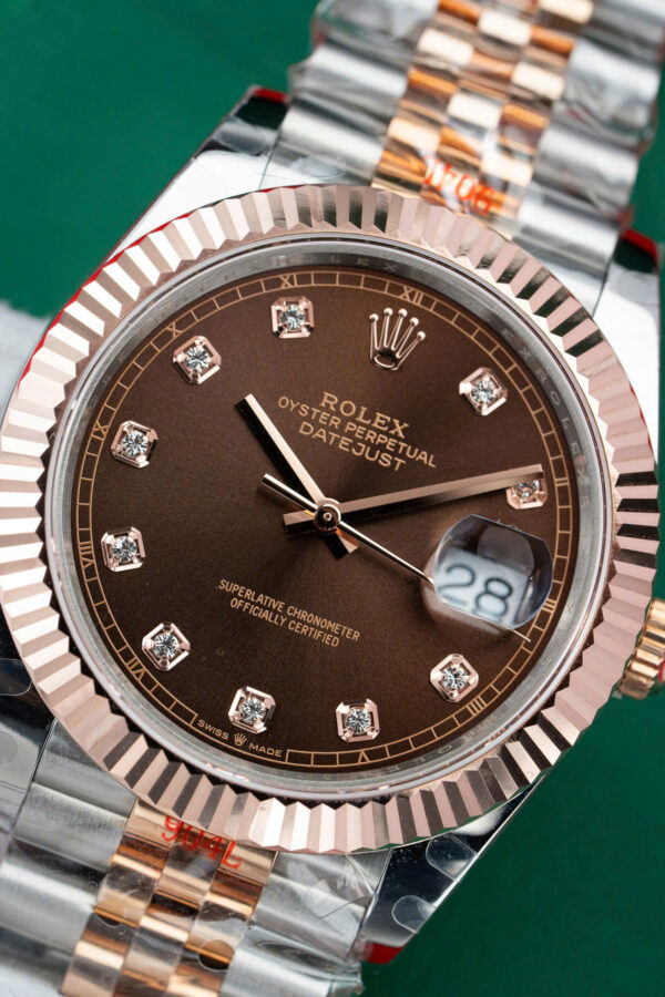 Đồng hồ Rolex DateJust mặt chocolate Rep 11 bọc vàng thật 18K xưởng GM 41mm (2)