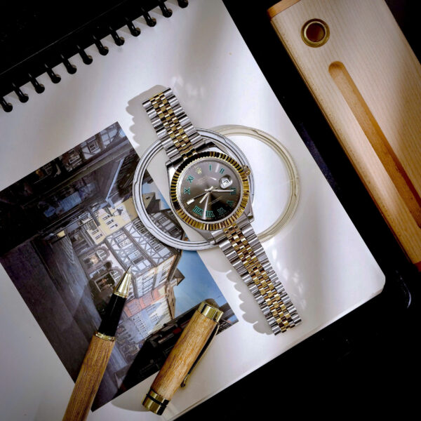 Đồng hồ Rolex Datejust Wimbledon nam demi vàng gold fake cao cấp 41mm