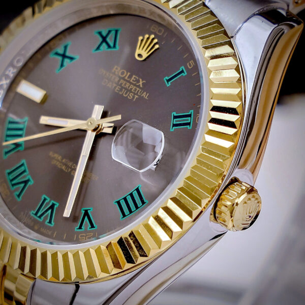 Đồng hồ Rolex Datejust Wimbledon nam demi vàng gold fake cao cấp 41mm