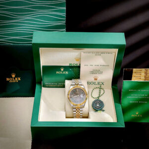 Đồng hồ Rolex Datejust Wimbledon nam demi vàng gold fake cao cấp 41mm