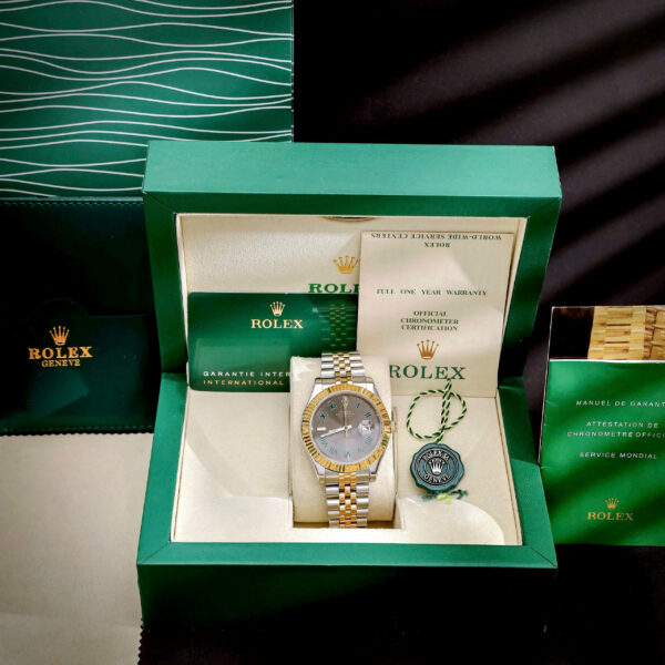 Đồng hồ Rolex Datejust Wimbledon nam demi vàng gold fake cao cấp 41mm
