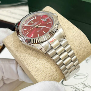 Đồng hồ Rolex Day - Date nam mặt đỏ cọc số dạ quang fake cao cấp 40mm