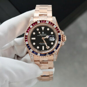 Đồng hồ Rolex GMT-Master II 126755 SARU chế tác bọc vàng 18K + sapphire + kim cương tổng hợp 41mm (2)