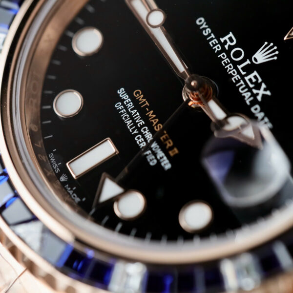 Đồng hồ Rolex GMT-Master II 126755 SARU chế tác bọc vàng 18K + sapphire + kim cương tổng hợp 41mm (2)