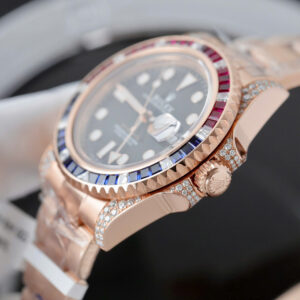 Đồng hồ Rolex GMT-Master II 126755 SARU chế tác bọc vàng 18K + sapphire + kim cương tổng hợp 41mm (2)