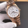 Đồng hồ Rolex Rep 11 Land-Dweller 127235 màu vàng hồng mặt trắng hoạ tiết tổ ong 40mm (2)