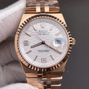 Đồng hồ Rolex Rep 11 Land-Dweller 127235 màu vàng hồng mặt trắng hoạ tiết tổ ong 40mm (2)