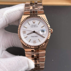 Đồng hồ Rolex Rep 11 Land-Dweller 127235 màu vàng hồng mặt trắng hoạ tiết tổ ong 40mm (2)