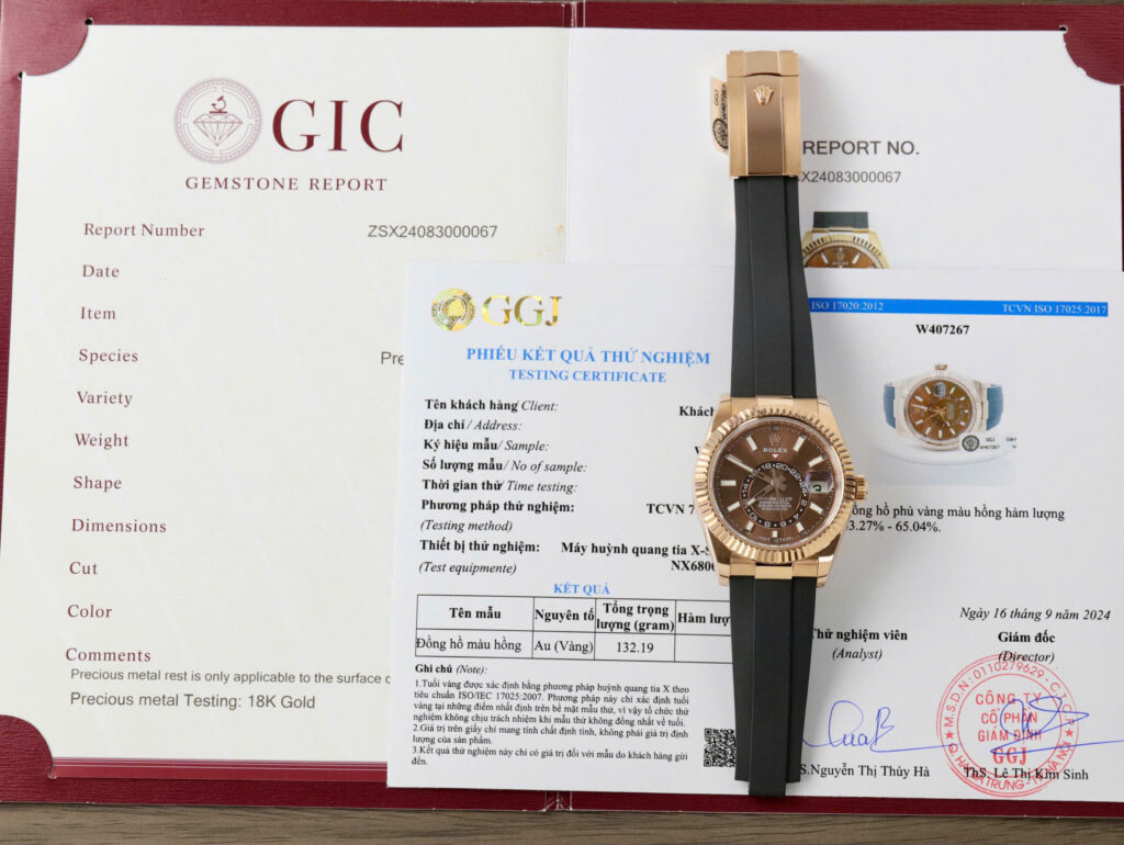 Đồng hồ Rolex Sky-Dweller M336235 mặt số màu chocolate chế tác bọc vàng thật 42mm (2)