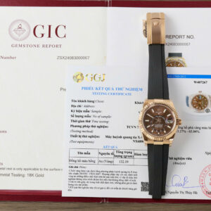 Đồng hồ Rolex Sky-Dweller M336235 mặt số màu chocolate chế tác bọc vàng thật 42mm (2)