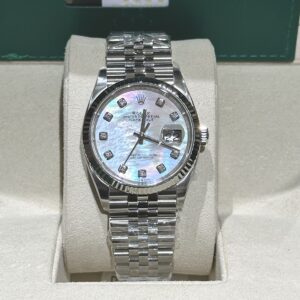 Đồng hồ Rolex replica 11 Datejust 126234 mặt số xà cừ trắng cọc số đá nhà máy Clean 36mm (1)
