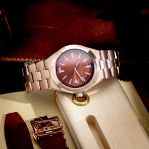 Đồng hồ Vacheron Constanin Overseas nam dây kim loại mặt nâu chocolate fake cao cấp 41mm