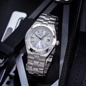 Đồng hồ Vacheron Constanin Overseas nam mặt trắng máy cơ nhật giá rẻ fake 11 41mm