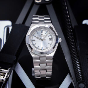 Đồng hồ Vacheron Constanin Overseas nam mặt trắng máy cơ nhật giá rẻ fake 11 41mm