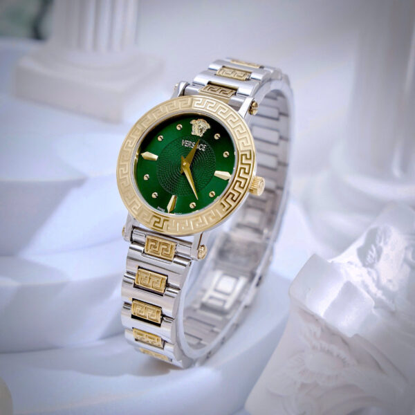 Đồng hồ Versace Greca Lady nữ demi mặt xanh ngọc máy pin nhật like auth 36mm