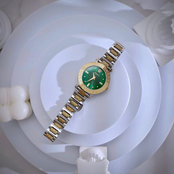 Đồng hồ Versace Greca Lady nữ demi mặt xanh ngọc máy pin nhật like auth 36mm