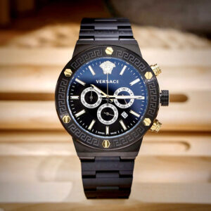 Đồng hồ Versace Greca Logo Chrono nam full đen máy pin nhật like auth 43mm (1)