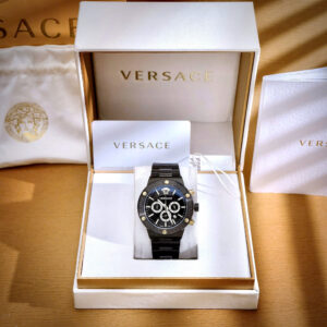 Đồng hồ Versace Greca Logo Chrono nam full đen máy pin nhật like auth 43mm (1)