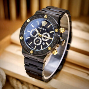 Đồng hồ Versace Greca Logo Chrono nam full đen máy pin nhật like auth 43mm (1)