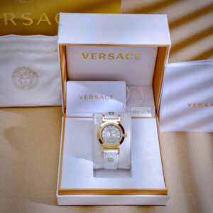 Đồng hồ Versace Vanity nữ dây da trắng cọc số la mã like auth 35mm