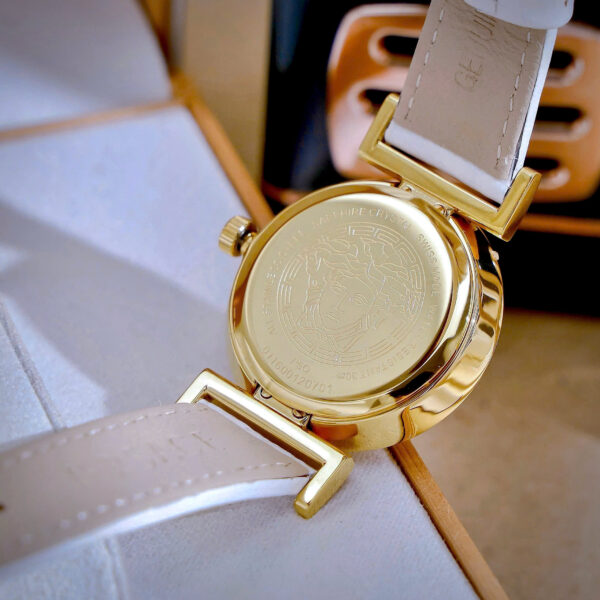 Đồng hồ Versace Vanity nữ dây da trắng cọc số la mã like auth 35mm