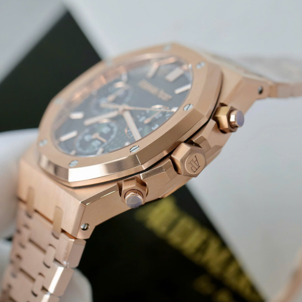 Đồng hồ nam Audemars Piguet Royal Oak 26240 Rep 11 mạ vàng hồng mặt xanh lá cây xưởng APS 41mm (2)