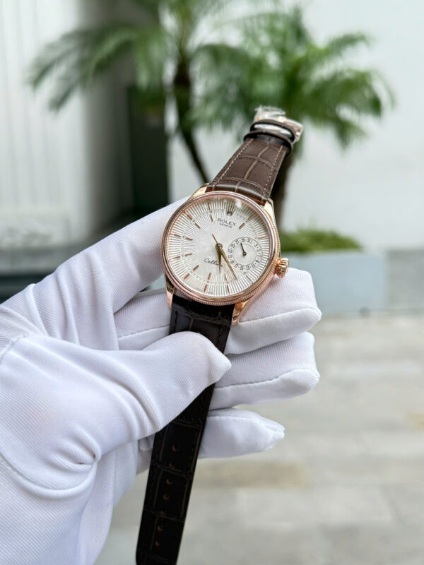 Đồng Hồ Rolex Cellini 50515 Mặt Trắng Chế Tác Bọc Vàng Thật 39mm (2)