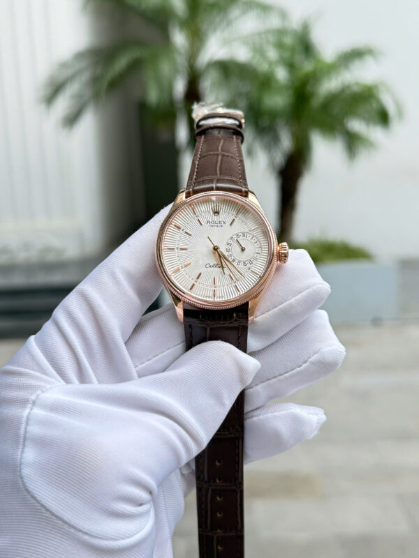 Đồng Hồ Rolex Cellini 50515 Mặt Trắng Chế Tác Bọc Vàng Thật 39mm (2)